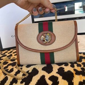 Gucci Rajah Tiger Crystal Embellished Gg Supreme Logo Leather Cross Body Bag